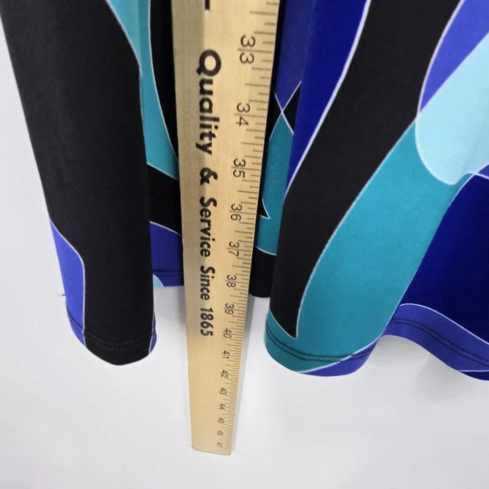 Joseph Ribkoff Abstract Dress Womens 10 Blue Stretch Swing Comfort‎ Artsy Office